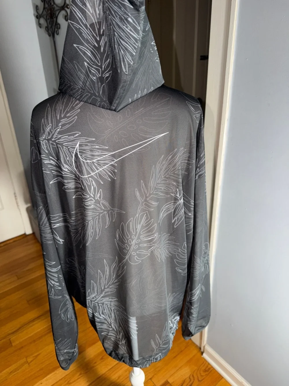 Nike oversized Black Gray Tropical Print Lightweight Hoodie